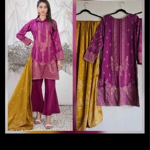 Purple and Yellow Embroidered Suit